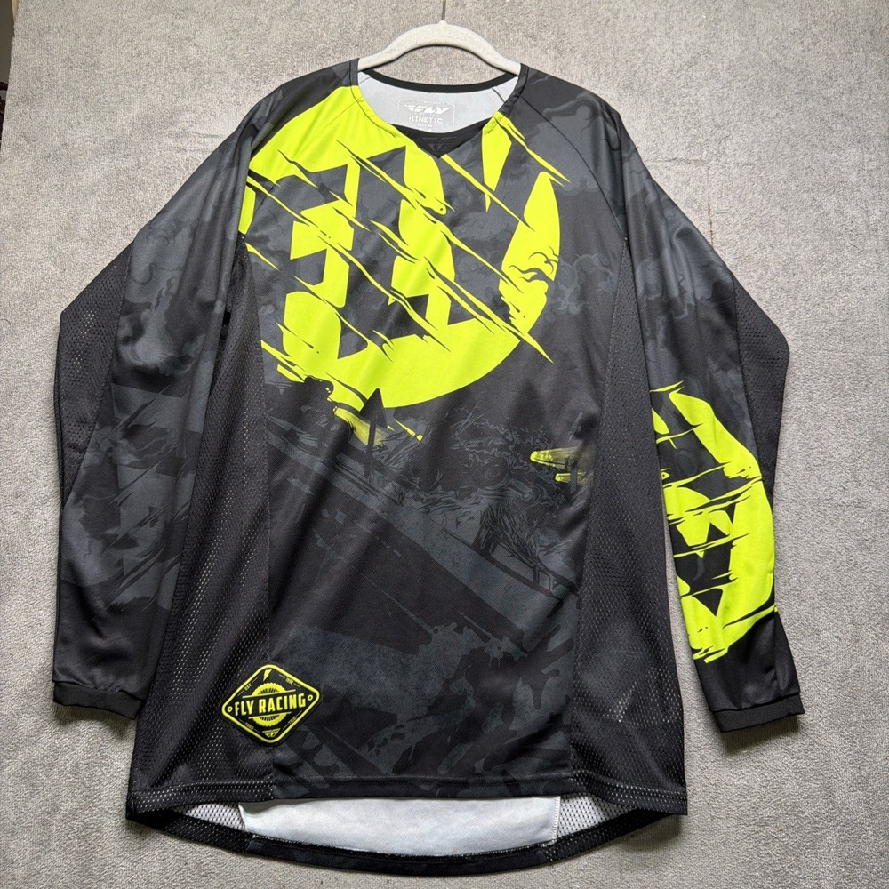Fly Racing Motocross Jersey Kinetic Black Yellow‎ Men's Medium